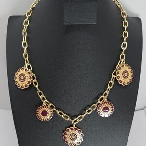 Liz Claiborne Gold and Purple Necklace with Intricate Detailing